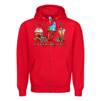 Red American Football Coffee Cup Zipper Hoodie - FaDigitalArtStudio