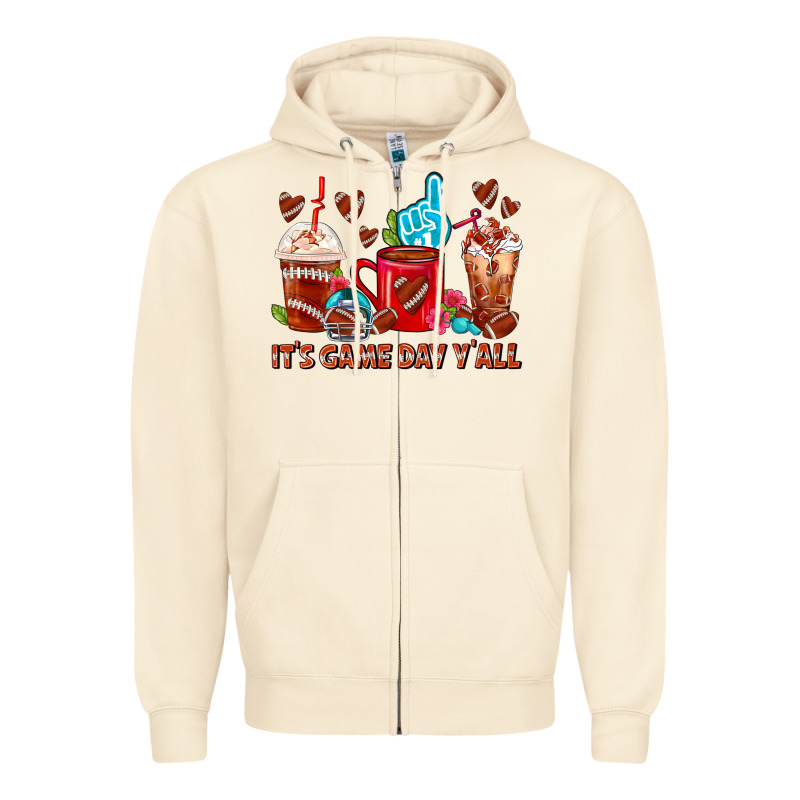 American Football Coffee Cup Zipper Hoodie by FaDigitalArtStudio | Teevron