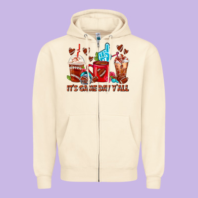 American Football Coffee Cup Zipper Hoodie Designed By Fadigitalartstudio