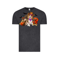 Vintage Black Halloween beagle dog Vintage Tee - RanaPortraitStore