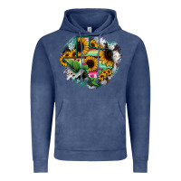 Vintage Denim Texas Map Sunflower Cactus Serape Vintage Hoodie - RanaPortraitStore
