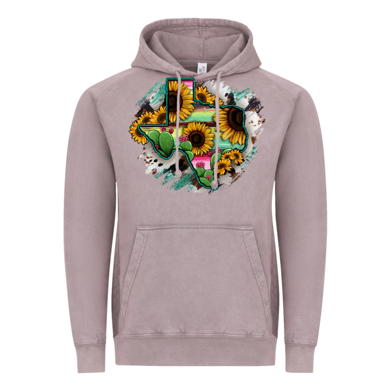 Texas Map Sunflower Cactus Serape Vintage Hoodie by RanaPortraitStore | Teevron