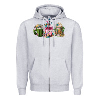 Heather Grey Mexican Day Of The Dead Coffee Cups Zipper Hoodie - FaDigitalArtStudio