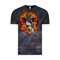 Cloud Black halloween pitbull dog Vintage Tee - RanaPortraitStore