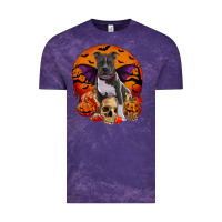 Cloud Purple halloween pitbull dog Vintage Tee - RanaPortraitStore