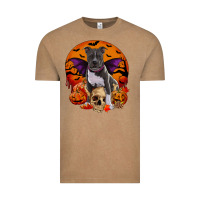 Vintage Coffee halloween pitbull dog Vintage Tee - RanaPortraitStore
