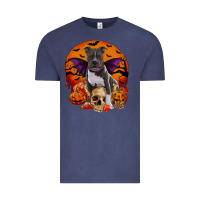 Vintage Denim halloween pitbull dog Vintage Tee - RanaPortraitStore
