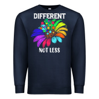 Navy Different Not Less Daisy Autism Puzzle Premium Sweatshirt - CowhideDigitalArt