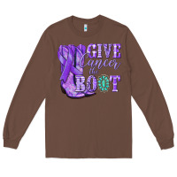 Give Cancer The Boot Purple Ribbon Long Sleeve Tee | Teevron