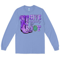 Colony Blue Give Cancer the boot purple ribbon Long Sleeve Tee - NancyCooperArtShop