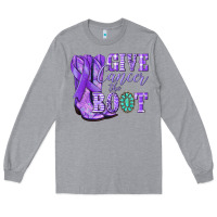 Heather Grey Give Cancer the boot purple ribbon Long Sleeve Tee - NancyCooperArtShop