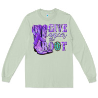 Matcha Give Cancer the boot purple ribbon Long Sleeve Tee - NancyCooperArtShop