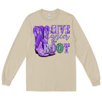 Mushroom Give Cancer the boot purple ribbon Long Sleeve Tee - NancyCooperArtShop