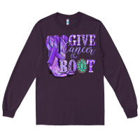 Plum Give Cancer the boot purple ribbon Long Sleeve Tee - NancyCooperArtShop