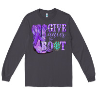 Smoke Give Cancer the boot purple ribbon Long Sleeve Tee - NancyCooperArtShop