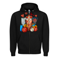Black Basketball Sunflower Frappe Zipper Hoodie - FaDigitalArtStudio