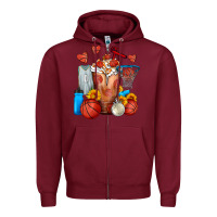 Burgundy Basketball Sunflower Frappe Zipper Hoodie - FaDigitalArtStudio