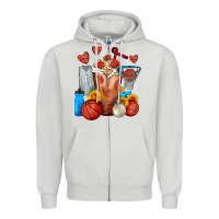 Dove Grey Basketball Sunflower Frappe Zipper Hoodie - FaDigitalArtStudio