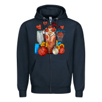 Navy Basketball Sunflower Frappe Zipper Hoodie - FaDigitalArtStudio