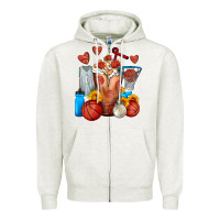 Oatmeal Heather Basketball Sunflower Frappe Zipper Hoodie - FaDigitalArtStudio