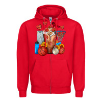 Red Basketball Sunflower Frappe Zipper Hoodie - FaDigitalArtStudio