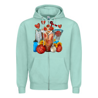 Seafoam Basketball Sunflower Frappe Zipper Hoodie - FaDigitalArtStudio