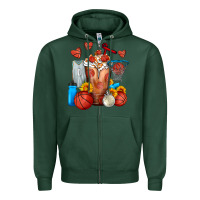 Sports Green Basketball Sunflower Frappe Zipper Hoodie - FaDigitalArtStudio