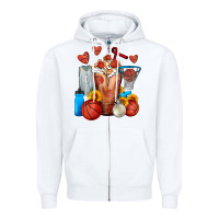 White Basketball Sunflower Frappe Zipper Hoodie - FaDigitalArtStudio
