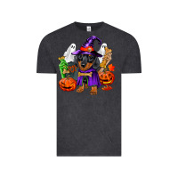 Vintage Black Halloween dachshund puppy dog Vintage Tee - RanaPortraitStore