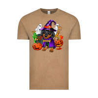 Vintage Coffee Halloween dachshund puppy dog Vintage Tee - RanaPortraitStore