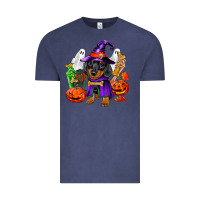 Vintage Denim Halloween dachshund puppy dog Vintage Tee - RanaPortraitStore
