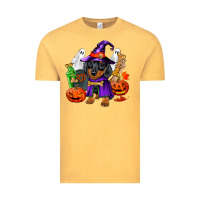 Vintage Mustard Halloween dachshund puppy dog Vintage Tee - RanaPortraitStore