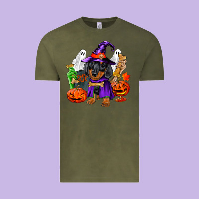 Halloween Dachshund Puppy Dog Vintage Tee Designed By Ranaportraitstore