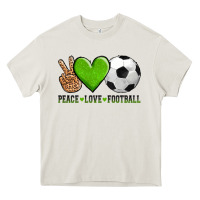 Cream peace love soccer Heavy Core Tee - AdoDesignShop