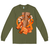 Army Green Kidney Cancer diva orange ribbon Long Sleeve Tee - NancyCooperArtShop