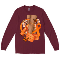 Burgundy Kidney Cancer diva orange ribbon Long Sleeve Tee - NancyCooperArtShop