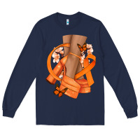 Navy Kidney Cancer diva orange ribbon Long Sleeve Tee - NancyCooperArtShop