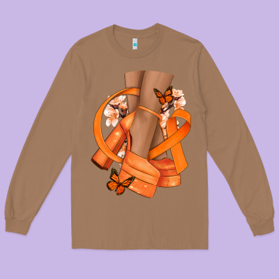 Kidney Cancer Diva Orange Ribbon Long Sleeve Tee Designed By Nancycooperartshop