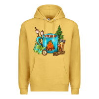 Antique Gold Camping Coffee Premium Hoodie - FaDigitalArtStudio
