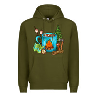 Army Green Camping Coffee Premium Hoodie - FaDigitalArtStudio