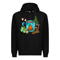 Black Camping Coffee Premium Hoodie - FaDigitalArtStudio