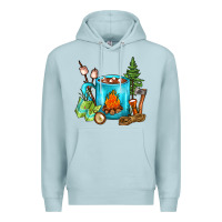 Blue Mist Camping Coffee Premium Hoodie - FaDigitalArtStudio