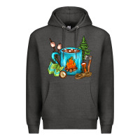 Charcoal Heather Camping Coffee Premium Hoodie - FaDigitalArtStudio