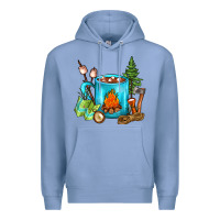 Colony Blue Camping Coffee Premium Hoodie - FaDigitalArtStudio