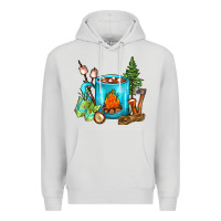 Dove Grey Camping Coffee Premium Hoodie - FaDigitalArtStudio