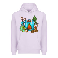 Lilac Camping Coffee Premium Hoodie - FaDigitalArtStudio