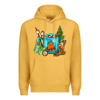 Mustard Camping Coffee Premium Hoodie - FaDigitalArtStudio