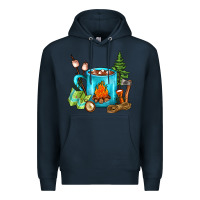 Navy Camping Coffee Premium Hoodie - FaDigitalArtStudio