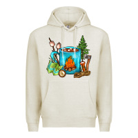 Oatmeal Heather Camping Coffee Premium Hoodie - FaDigitalArtStudio