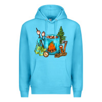 Ocean Blue Camping Coffee Premium Hoodie - FaDigitalArtStudio